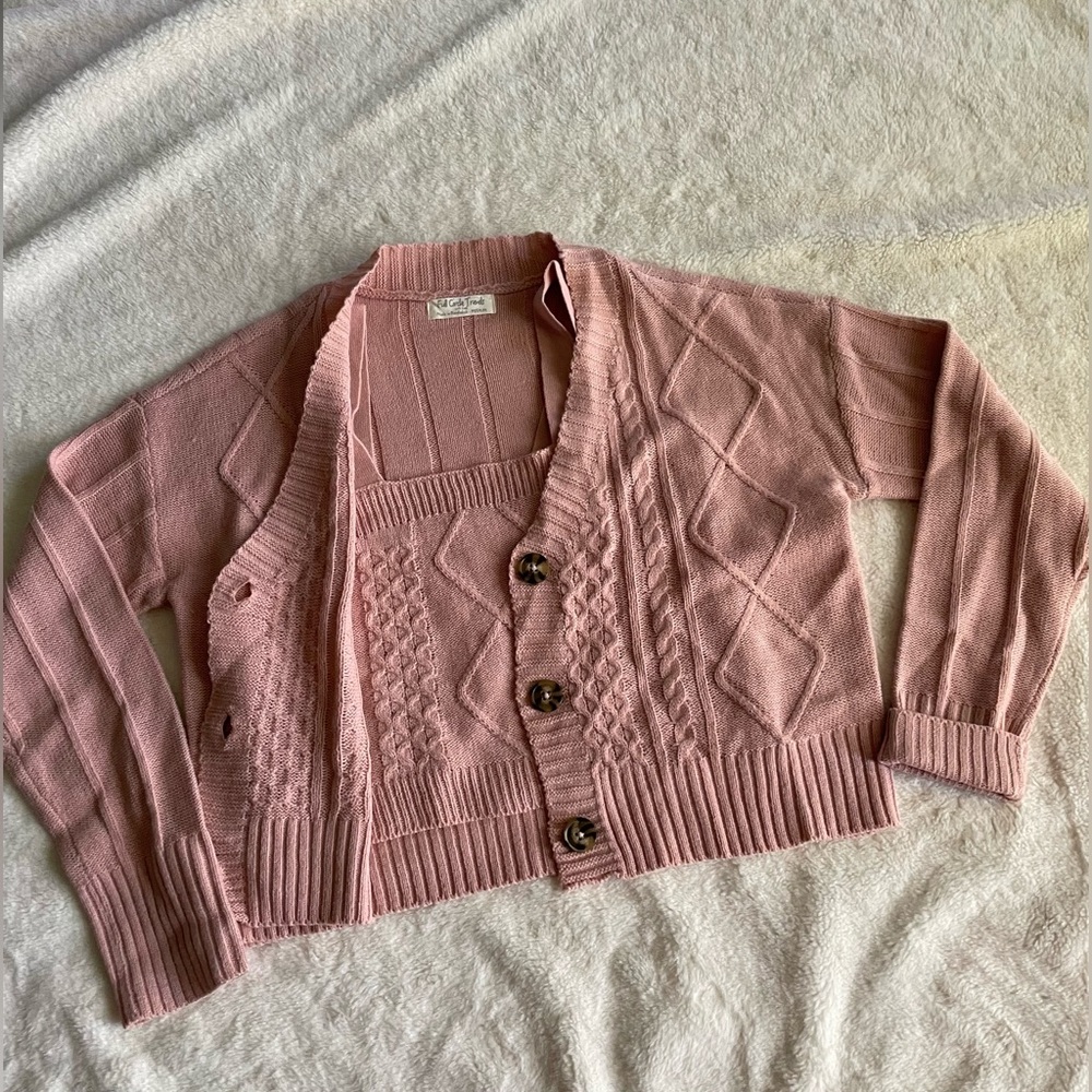 2 piece crop top sweater set